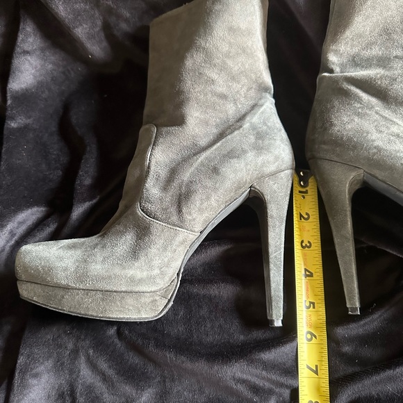 Stuart Weitzman booties, size 9. Great used condition, (heel has small rip). - Picture 2 of 4
